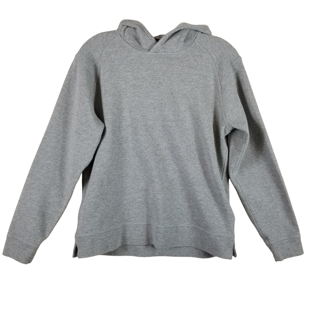 Public Rec‎ Mens Go-To Hoodie Gray Waffle Knit Pullover Raglan Sweatshirt Size S
